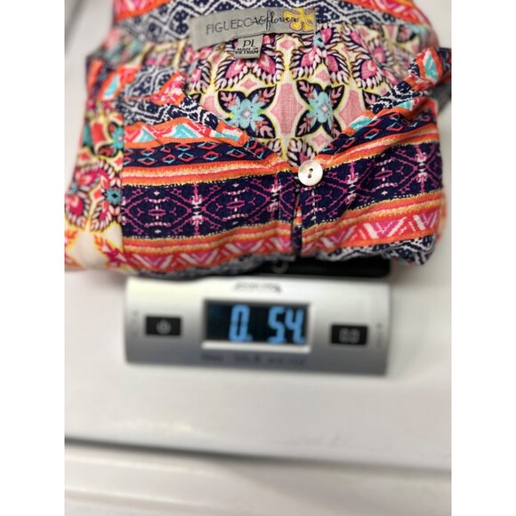 Figueroa & Flower Womens Boho Floral Top PL 100% Rayon Multicolor Tie Front - Picture 8 of 8